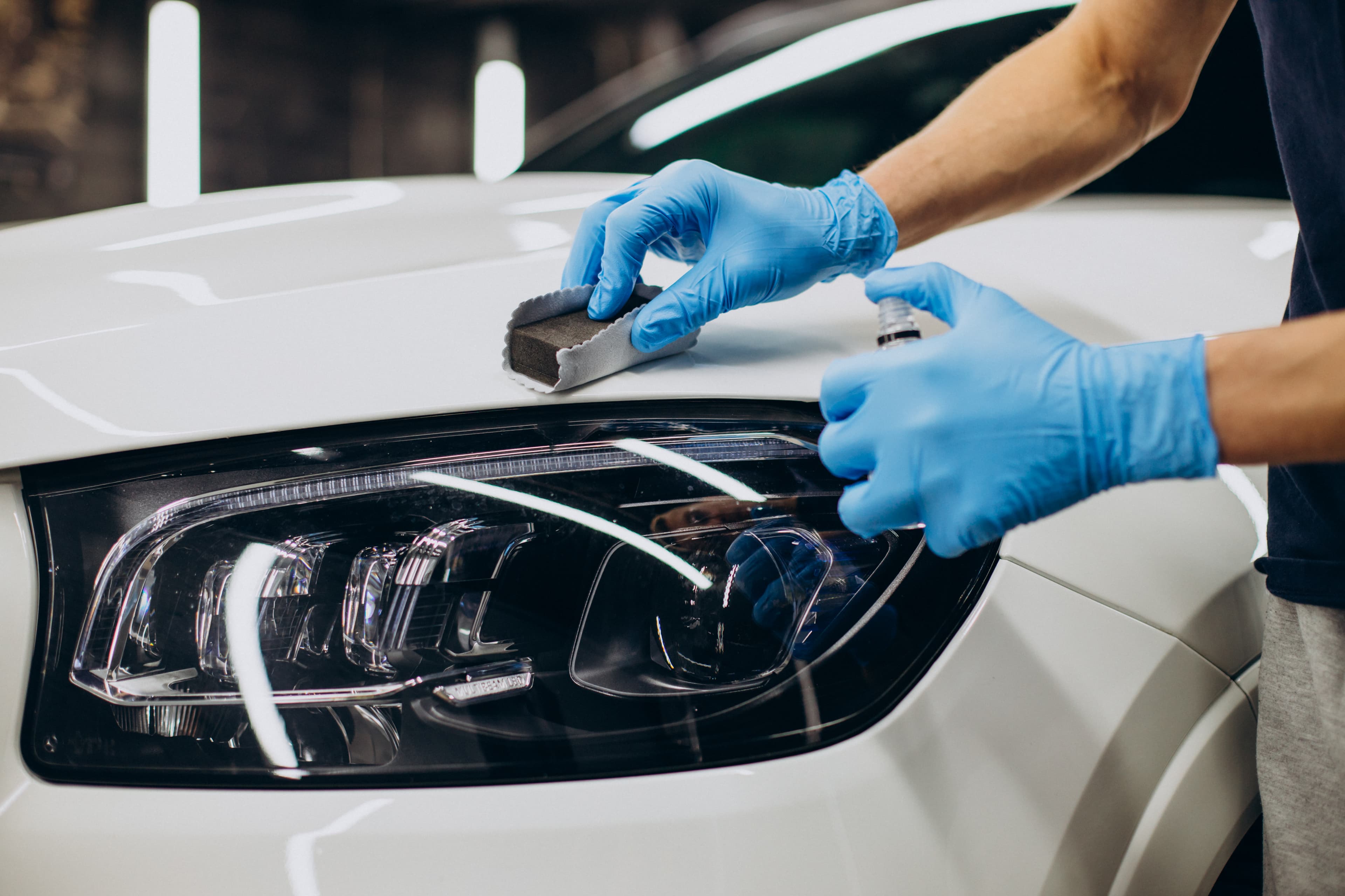 Ceramic coating application on a luxury vehicle